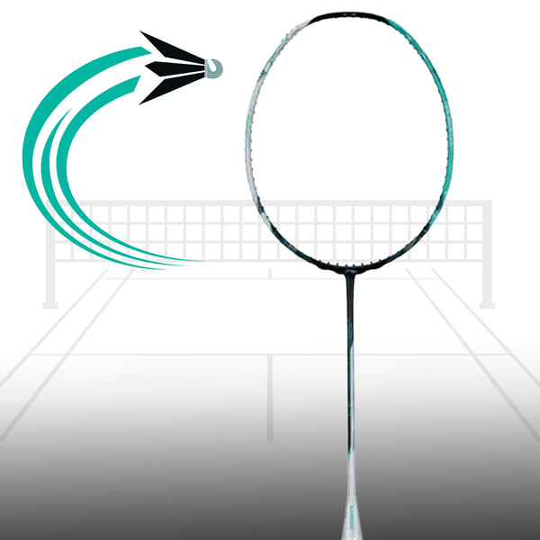 Li-Ning Halbertec 6000 Badminton Racket | Unstrung Professional Racquet for Power & Precision | Pearl White/Light Green | Ultra-Strong Carbon Fiber Frame | High-Tension Support