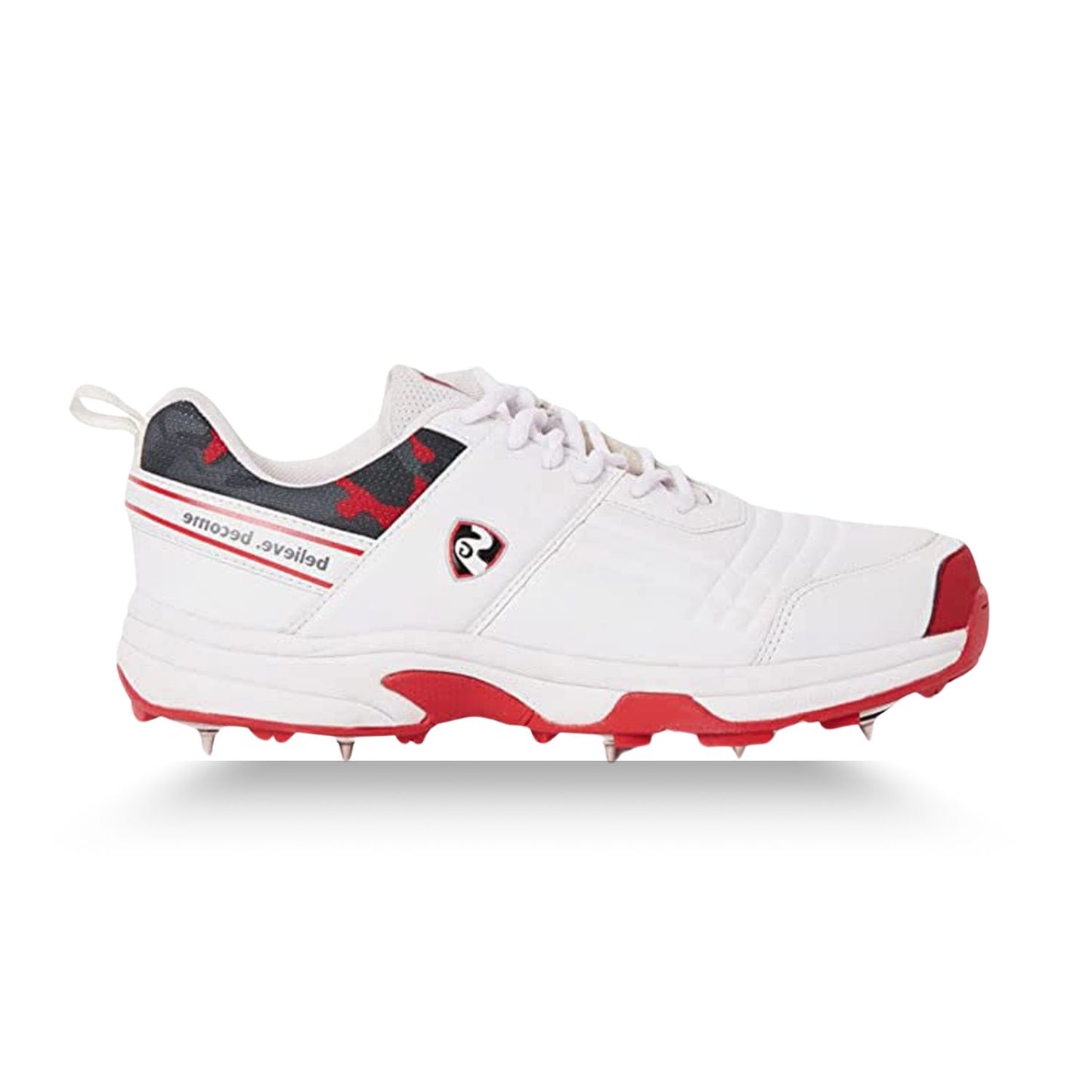 SG Savage Spikes 1.0 Cricket Shoe, White/Red/Grey - Best Price online Prokicksports.com