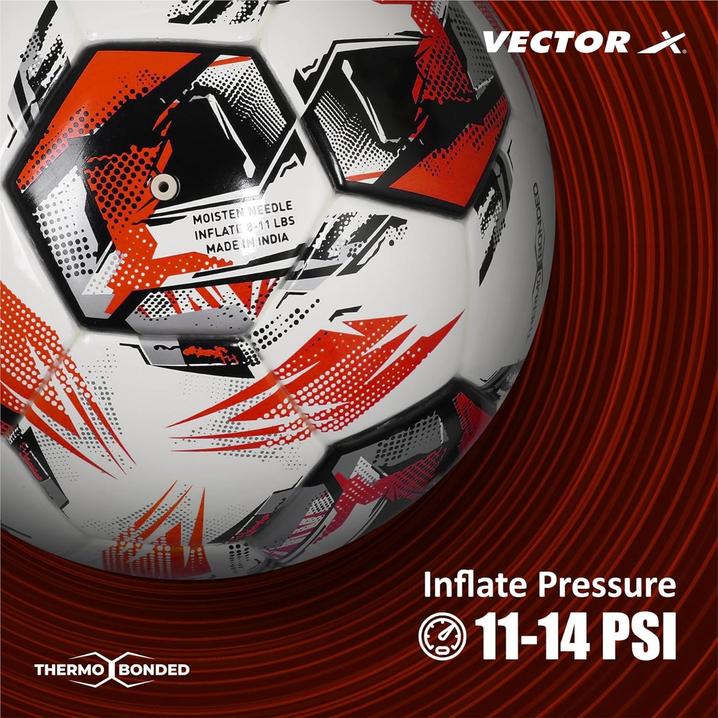 Vector X FB-Bigwin 2.0 Thermo Bonded Football | Size 5 | White/Red | Durable PU Match & Training Ball for All Surfaces | Ideal for Clubs, Schools & Professionals - Best Price online Prokicksports.com