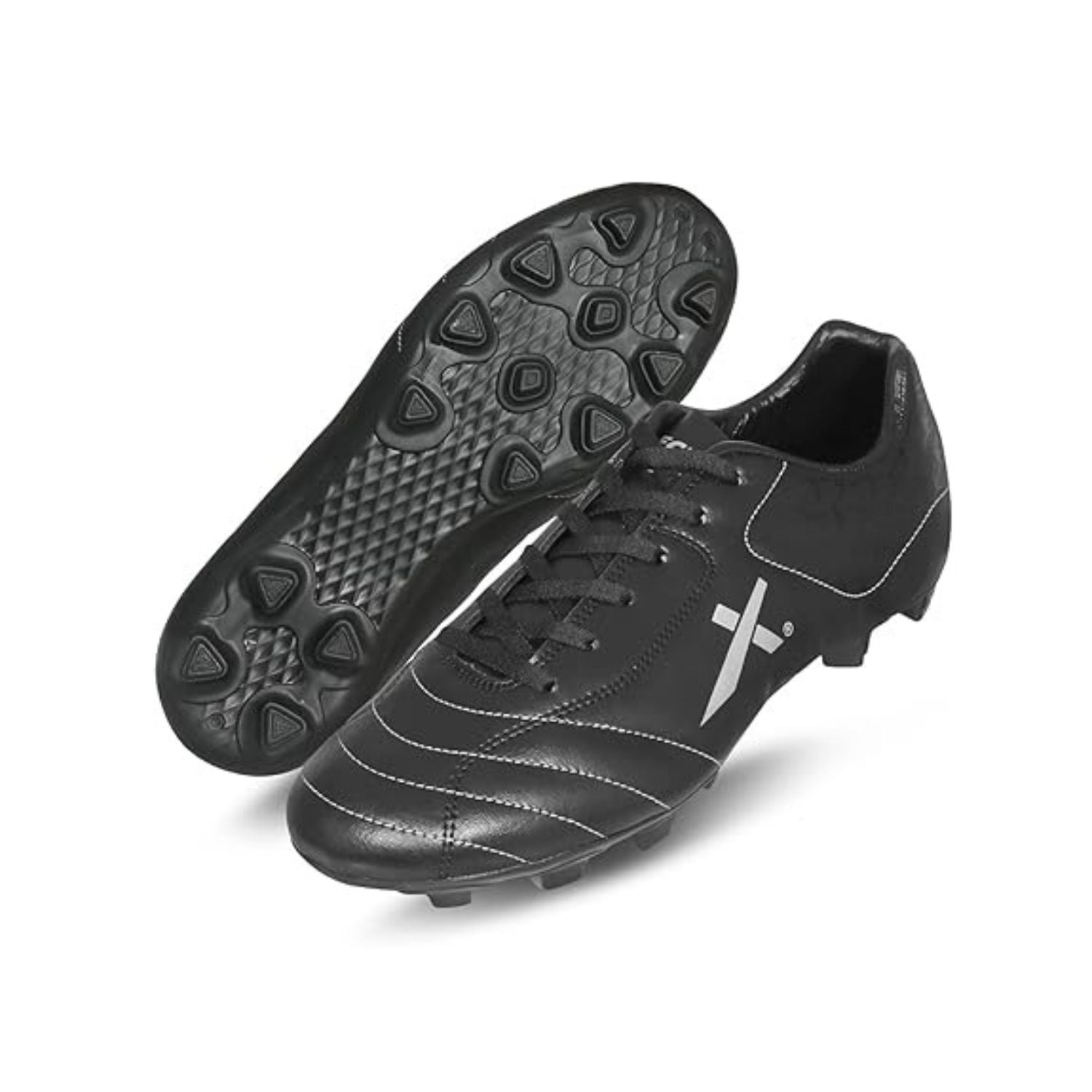 Vector X Dynamic Football Shoes Hybrid Studs Lightweight Synthetic  Upper Multi-Surface Grip Black/Silver