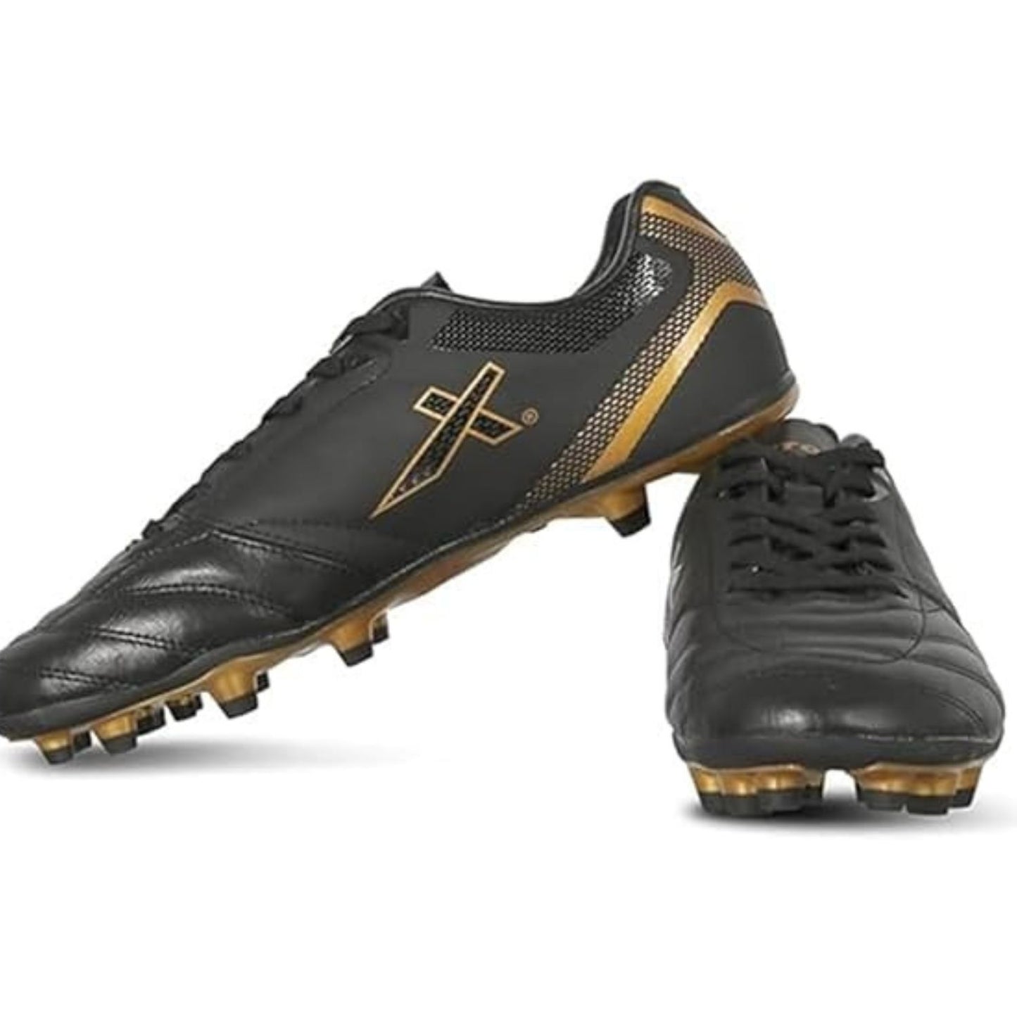 Vector X Blaze 2.0 Football Shoes | Firm Ground (FG) Studs | Lightweight Synthetic Upper | Speed Design | Black/Gold - Best Price online Prokicksports.com