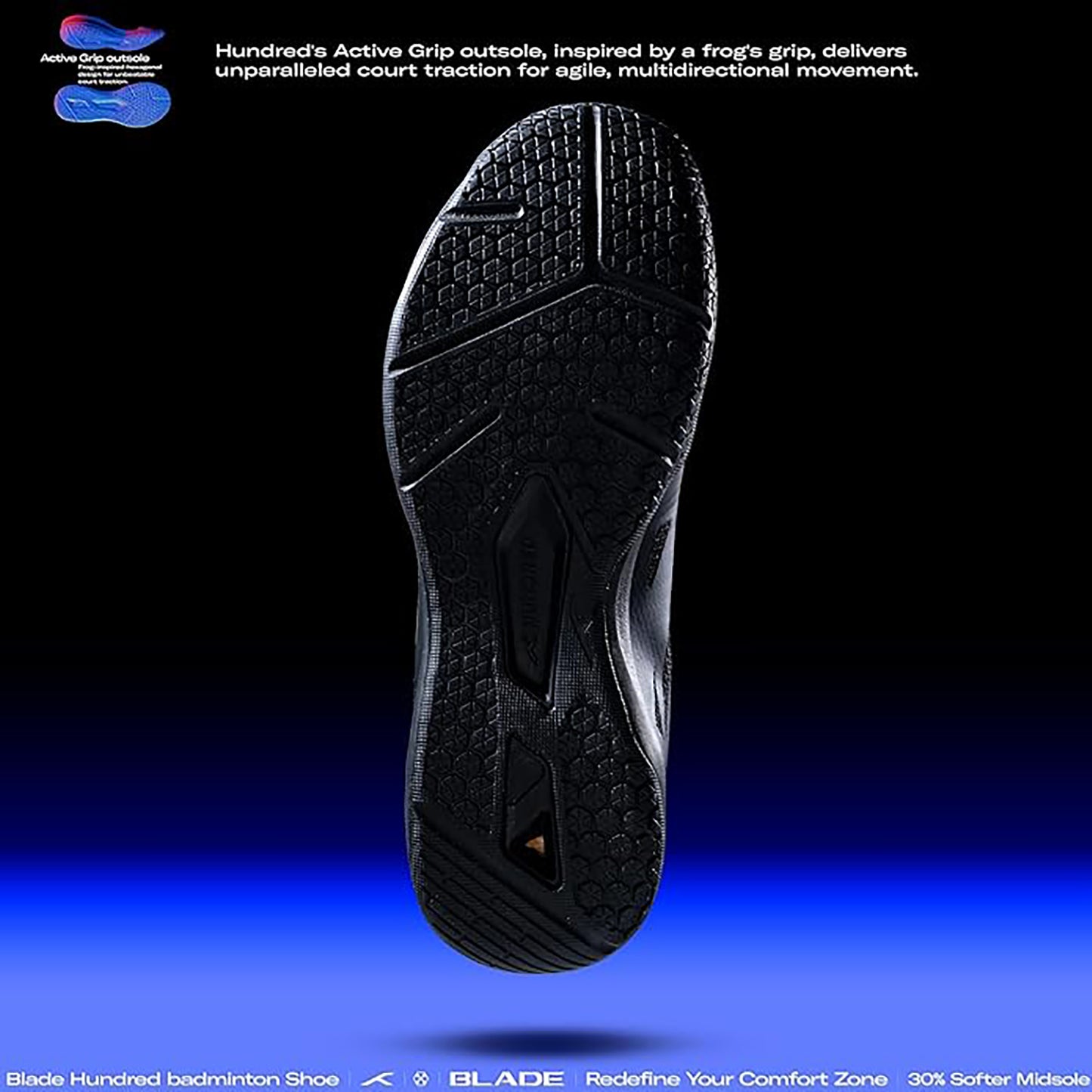 HUNDRED Blade Badminton Shoes (Non-Marking) | Multi-Sport Court Shoes | Lightweight Gum Rubber Sole | Indoor Sports – Badminton, Squash, Table Tennis, Volleyball & Basketball - Best Price online Prokicksports.com