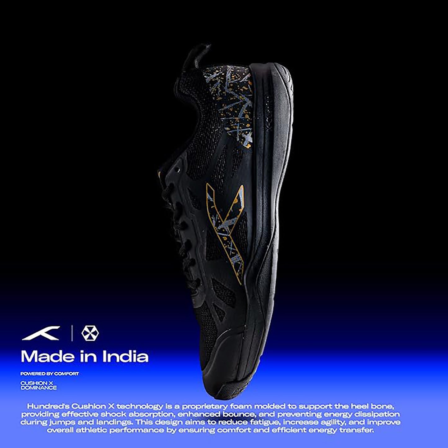 HUNDRED Blade Badminton Shoes (Non-Marking) | Multi-Sport Court Shoes | Lightweight Gum Rubber Sole | Indoor Sports – Badminton, Squash, Table Tennis, Volleyball & Basketball - Best Price online Prokicksports.com