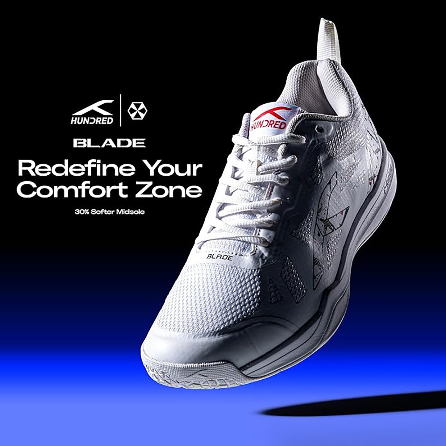 HUNDRED Blade Badminton Shoes (Non-Marking) | Multi-Sport Court Shoes | Lightweight Gum Rubber Sole | Indoor Sports – Badminton, Squash, Table Tennis, Volleyball & Basketball - Best Price online Prokicksports.com