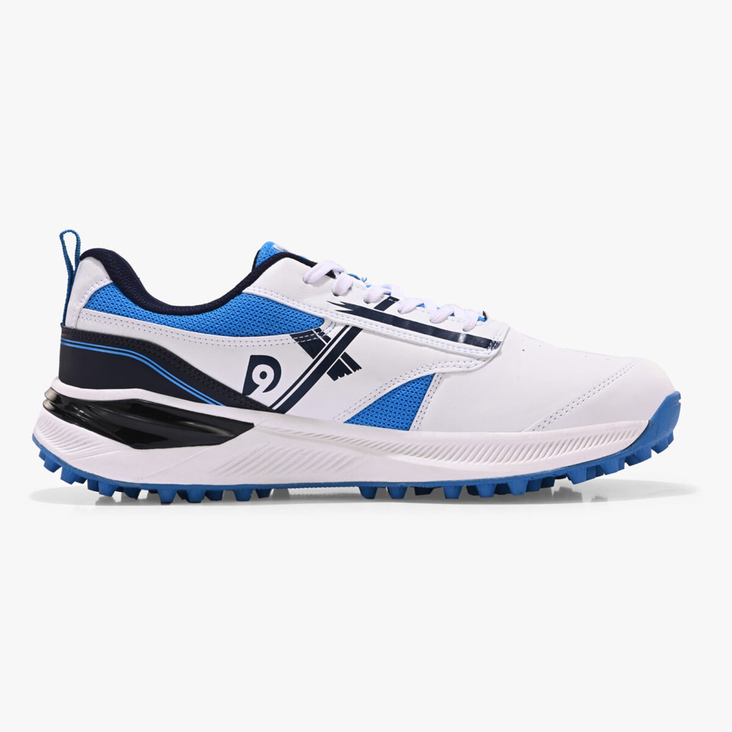 D9 Blaster-2 Rubber Studs Cricket Shoes – Ultra-Lightweight, High-Grip & Durable Sports Footwear (White/Royal Blue/Black) - Best Price online Prokicksports.com