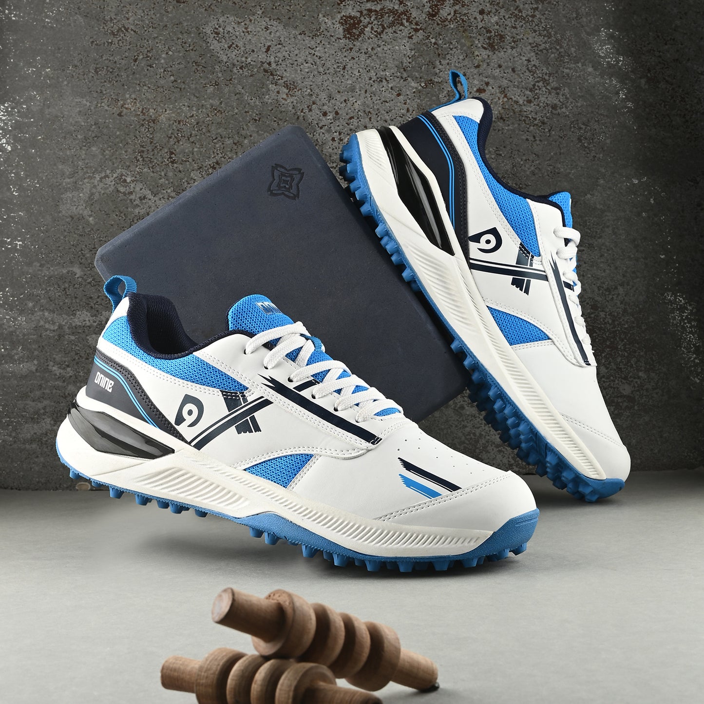 D9 Blaster-2 Rubber Studs Cricket Shoes – Ultra-Lightweight, High-Grip & Durable Sports Footwear (White/Royal Blue/Black) - Best Price online Prokicksports.com