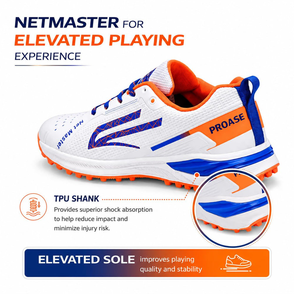 PRO ASE NetMaster Cricket Shoes | Rubber Studs, Water-Resistant PU Upper & EVA Midsole - Best Price online Prokicksports.com