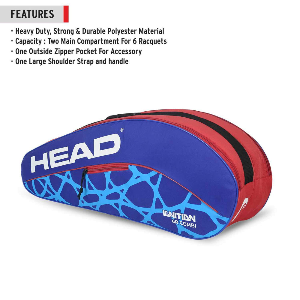 HEAD Ignition Pro 6R Badminton Kit Bag | Heavy-Duty 6-Racquet Carrying Bag - Best Price online Prokicksports.com