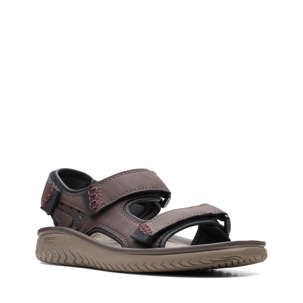 Clarks Men's Synthetic Floater Sandals (Brown) – Casual Block Heel Sandals with EVA Sole & Hook-and-Loop Closure| 9 UK