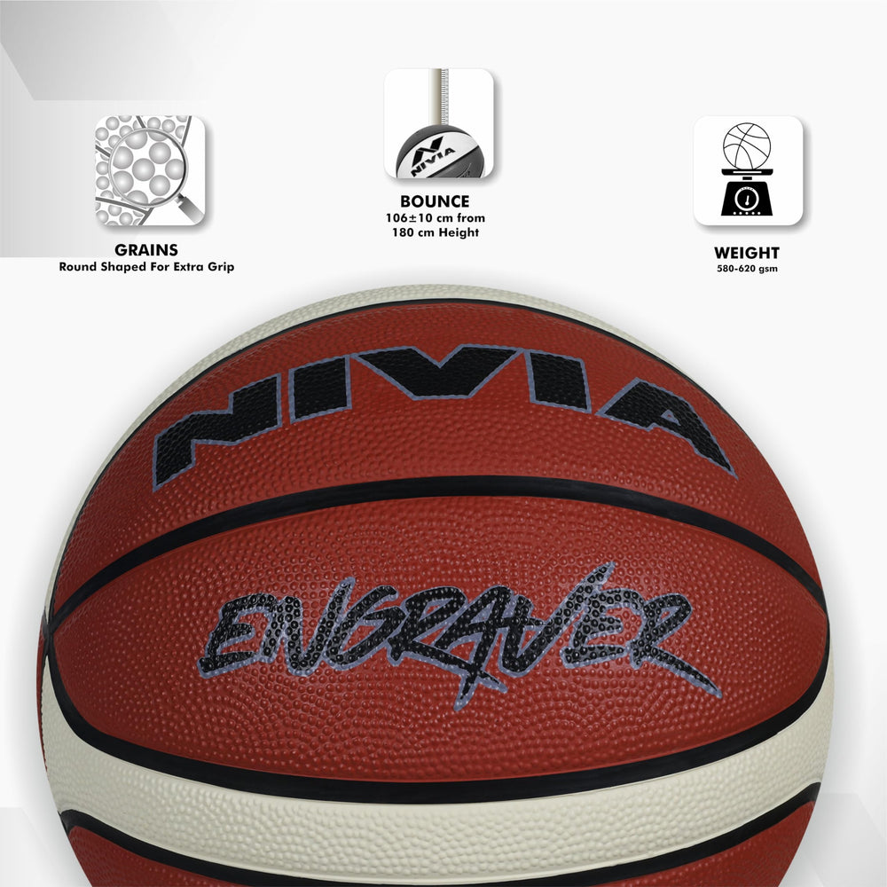 NIVIA Engraver Tournament Basketball (Size 5, Brown/Beige)