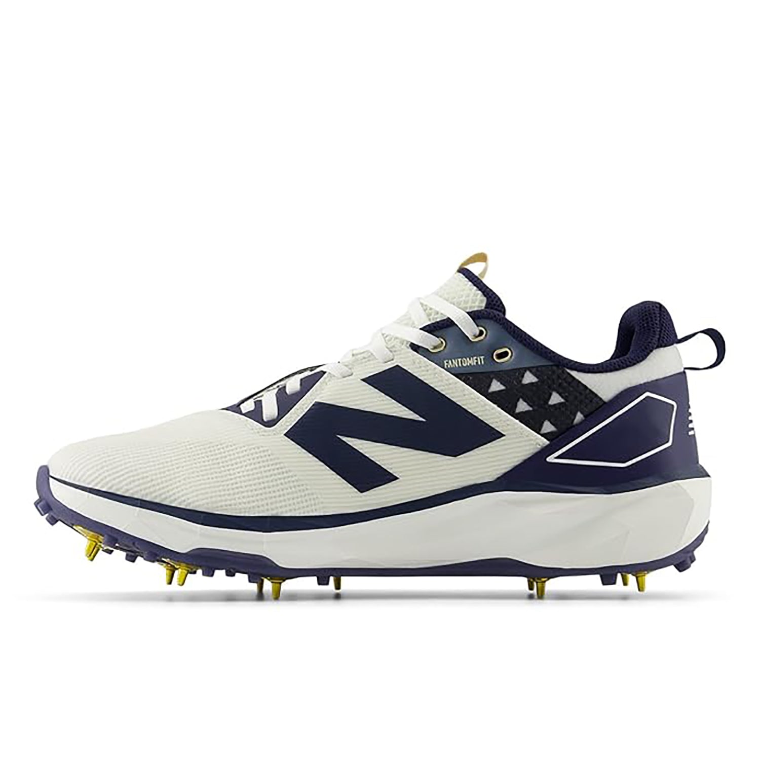 New Balance CK10GN6 Standard Metal Spike Cricket Shoes, White/Navy – Lightweight Pro-Level Footwear for Batting, Fielding, and Fast Bowling Performance - Best Price online Prokicksports.com