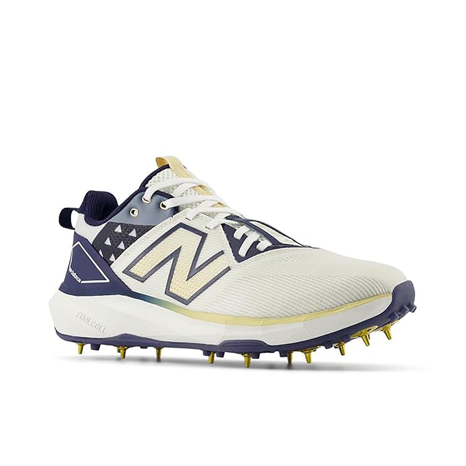 New Balance CK10GN6 Standard Metal Spike Cricket Shoes, White/Navy – Lightweight Pro-Level Footwear for Batting, Fielding, and Fast Bowling Performance - Best Price online Prokicksports.com
