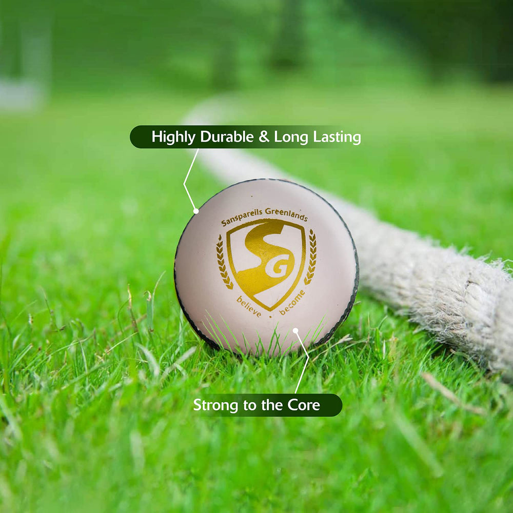 SG Club Cricket Leather Ball for Youth | White | Durable Ball for Matches, Practice, Swing & Spin Bowling| - Best Price online Prokicksports.com