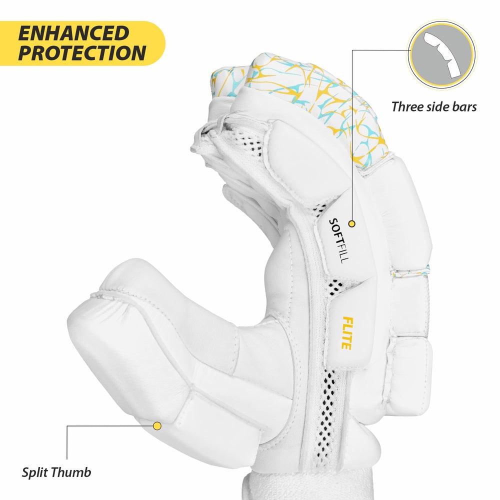 DSC Condor Flite Right Hand Batting Gloves – White Cricket Gloves with Superior Protection, Breathability, and Grip for Professional Batsmen - Best Price online Prokicksports.com