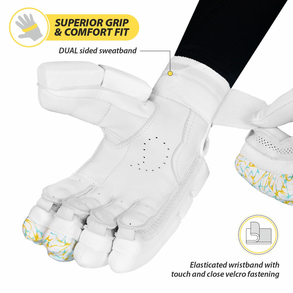 DSC Condor Flite Right Hand Batting Gloves – White Cricket Gloves with Superior Protection, Breathability, and Grip for Professional Batsmen - Best Price online Prokicksports.com