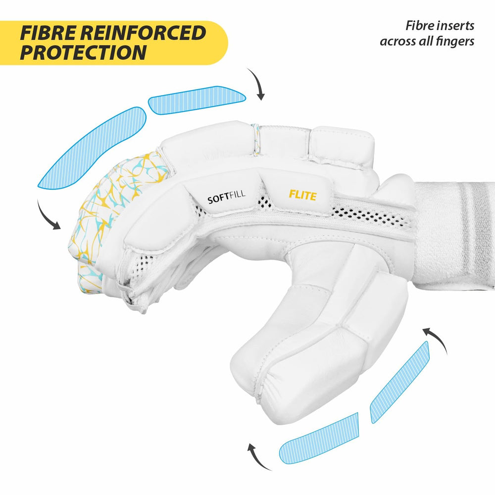 DSC Condor Flite Right Hand Batting Gloves – White Cricket Gloves with Superior Protection, Breathability, and Grip for Professional Batsmen - Best Price online Prokicksports.com