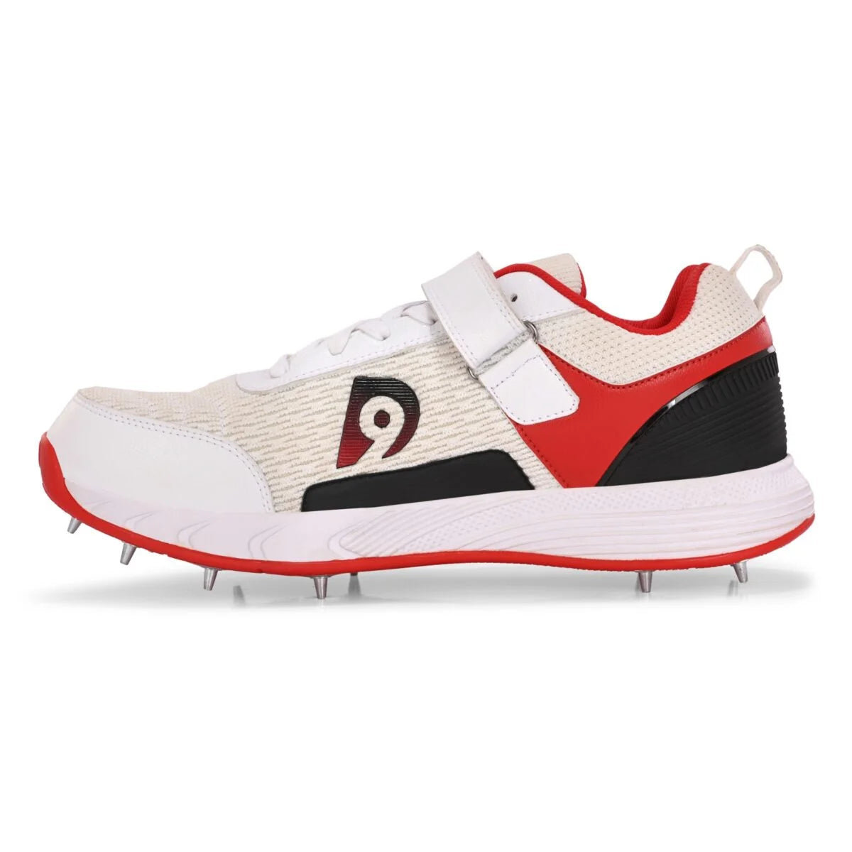 Dnine Warrior-1 Bowling Spikes Cricket Shoes – White/Red, High-Performance Grip & Comfort for Bowlers - Best Price online Prokicksports.com