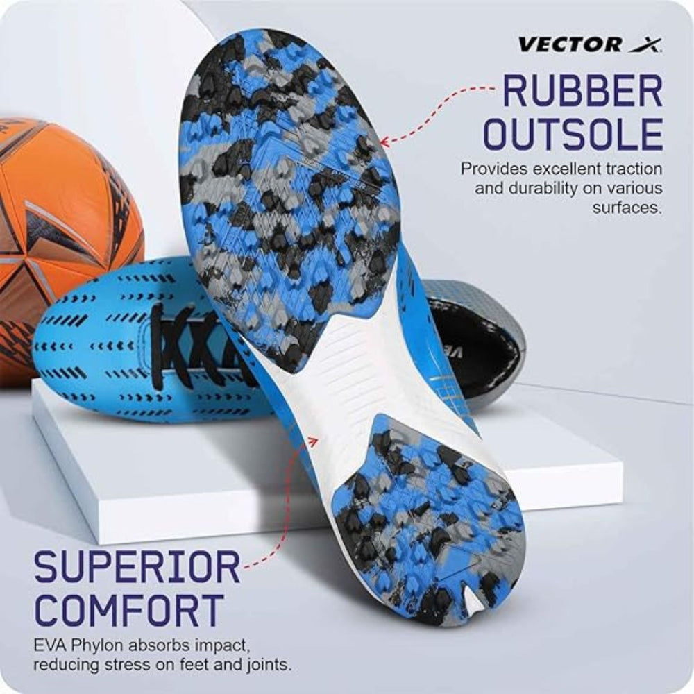 Vector X Royale+ Turf Football Shoes | Synthetic Leather Upper | Non-Marking Rubber Sole | Lightweight Cushioned Insole | - Best Price online Prokicksports.com