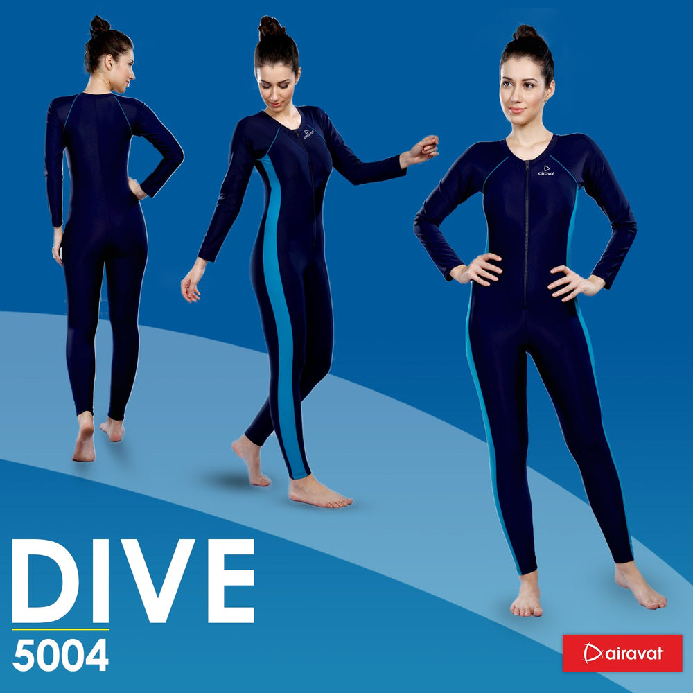 Airavat Dive 5004 Women's Full Body Swimsuit – Modest Long Sleeve Swimwear for Training, Pool, Beach, Water Aerobics & Sports Use - Best Price online Prokicksports.com