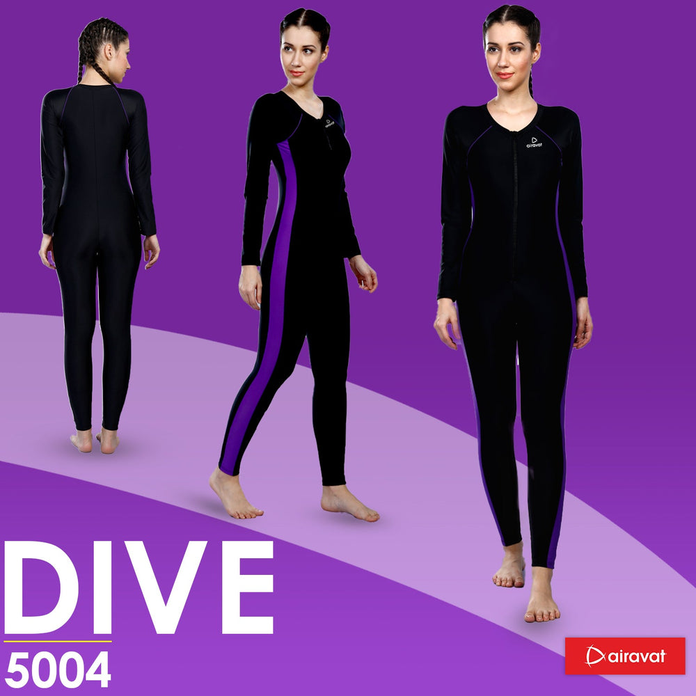 Airavat Dive 5004 Women's Full Body Swimsuit – Modest Long Sleeve Swimwear for Training, Pool, Beach, Water Aerobics & Sports Use - Best Price online Prokicksports.com