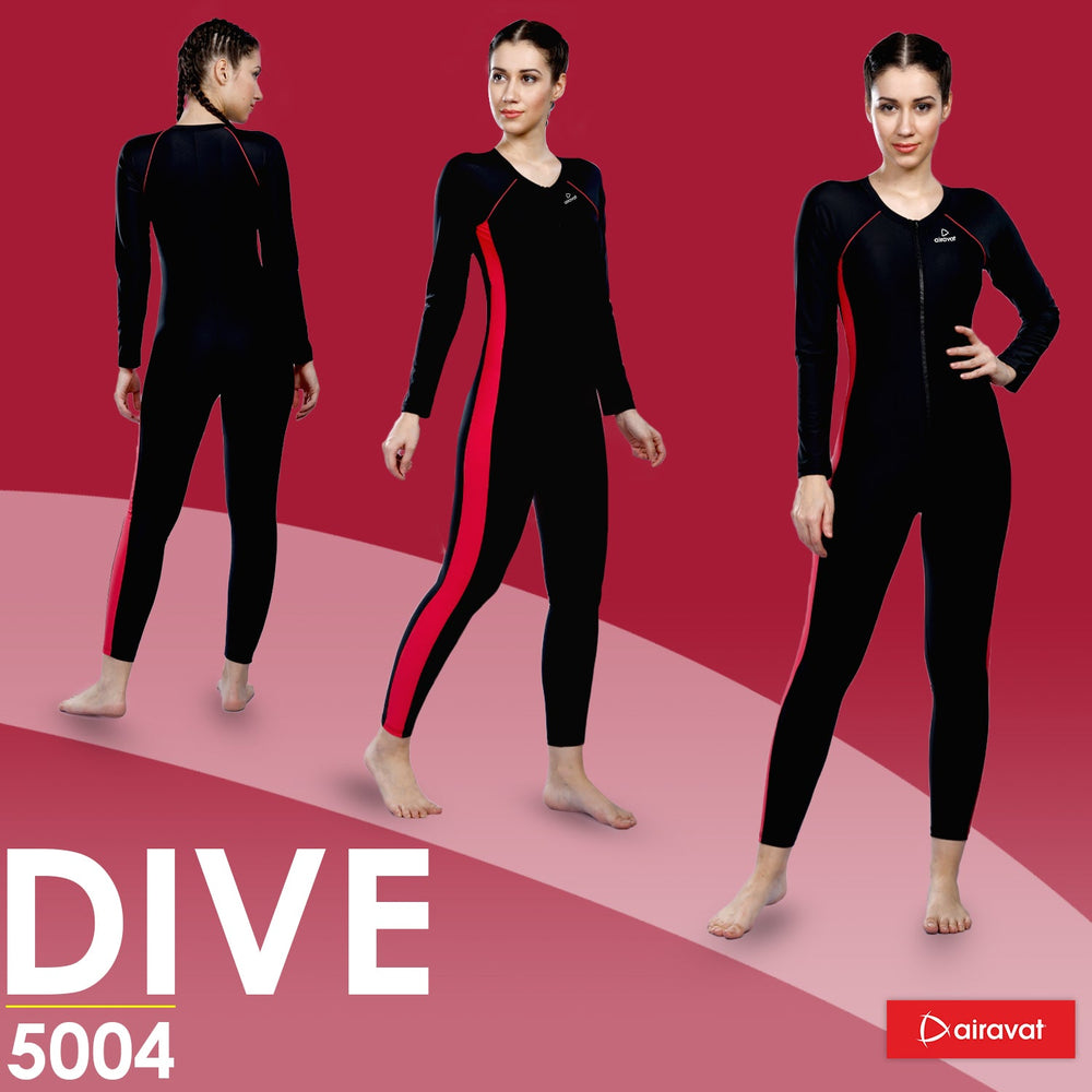 Airavat Dive 5004 Women's Full Body Swimsuit – Modest Long Sleeve Swimwear for Training, Pool, Beach, Water Aerobics & Sports Use