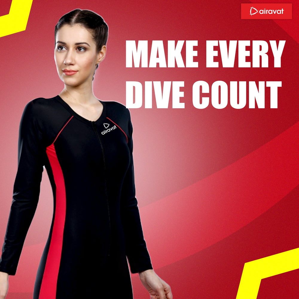 Airavat Dive 5004 Women's Full Body Swimsuit – Modest Long Sleeve Swimwear for Training, Pool, Beach, Water Aerobics & Sports Use