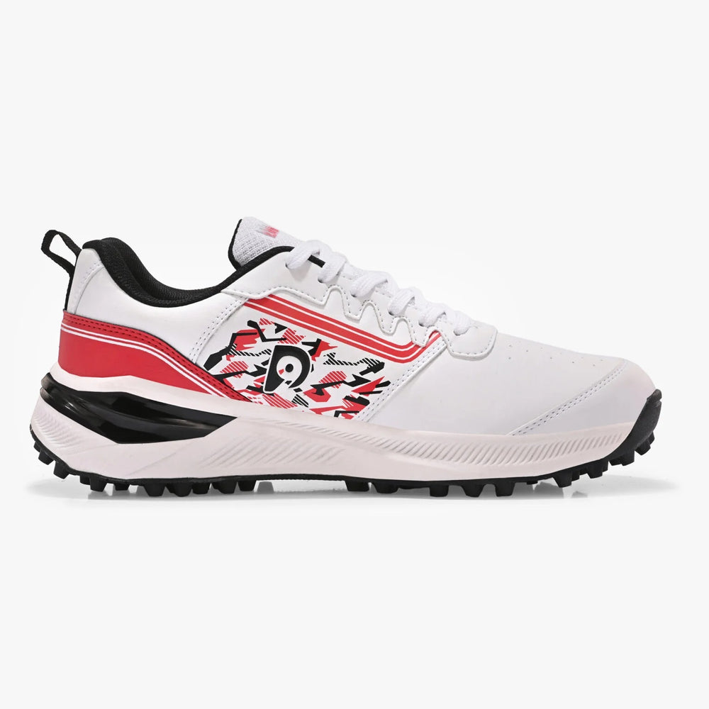 Dnine Performer 1 Rubber Studs Cricket Shoes | Black/Red/White | Lightweight & High-Grip Cricket Footwear - Best Price online Prokicksports.com