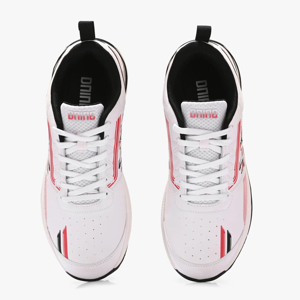 Dnine Performer 1 Rubber Studs Cricket Shoes | Black/Red/White | Lightweight & High-Grip Cricket Footwear - Best Price online Prokicksports.com