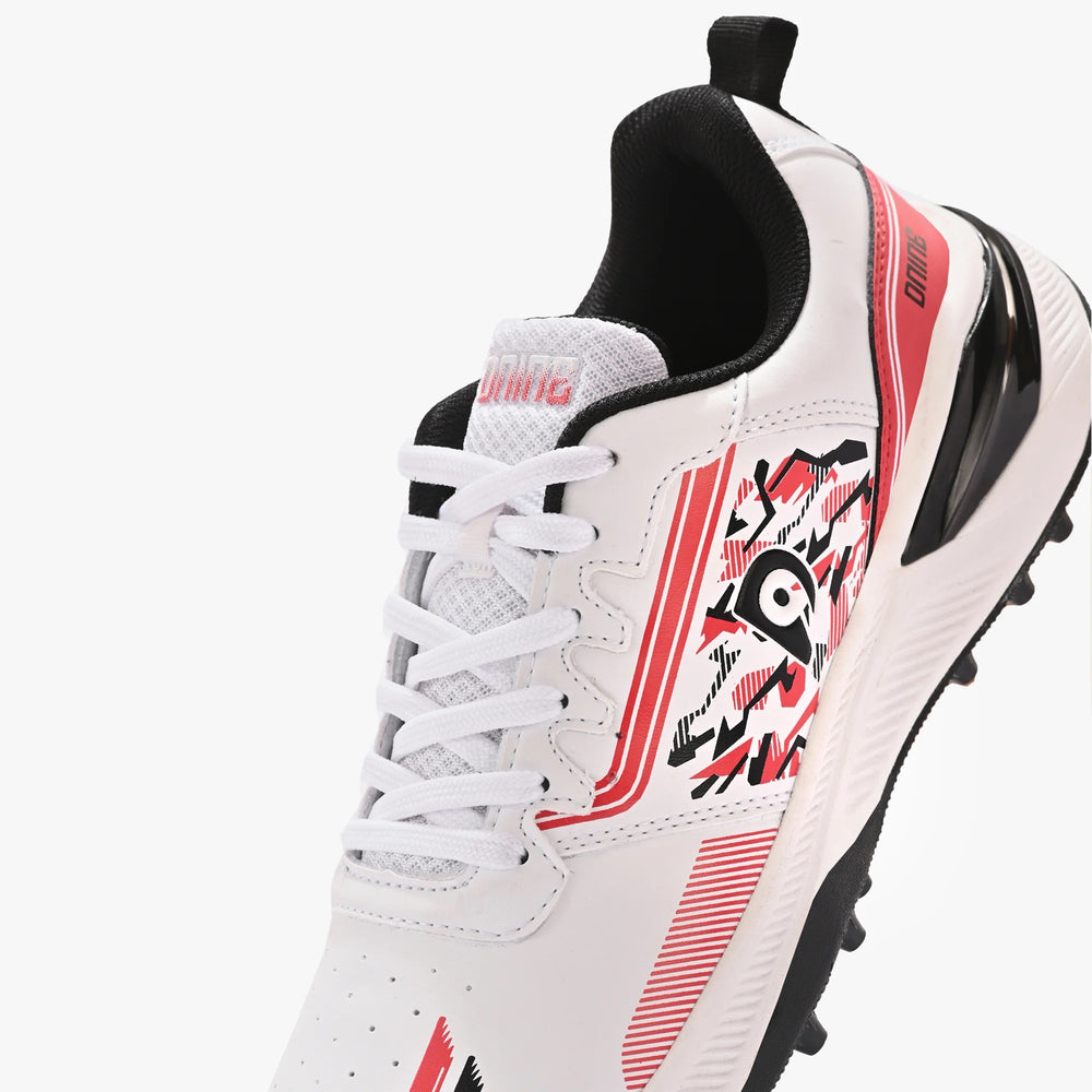 Dnine Performer 1 Rubber Studs Cricket Shoes | Black/Red/White | Lightweight & High-Grip Cricket Footwear - Best Price online Prokicksports.com