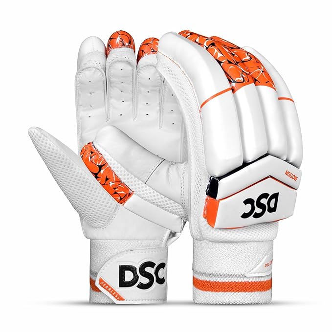 DSC Motion Right-Hand Batting Gloves, Orange/White – Premium Comfort & Protection for Young Cricketers - Best Price online Prokicksports.com