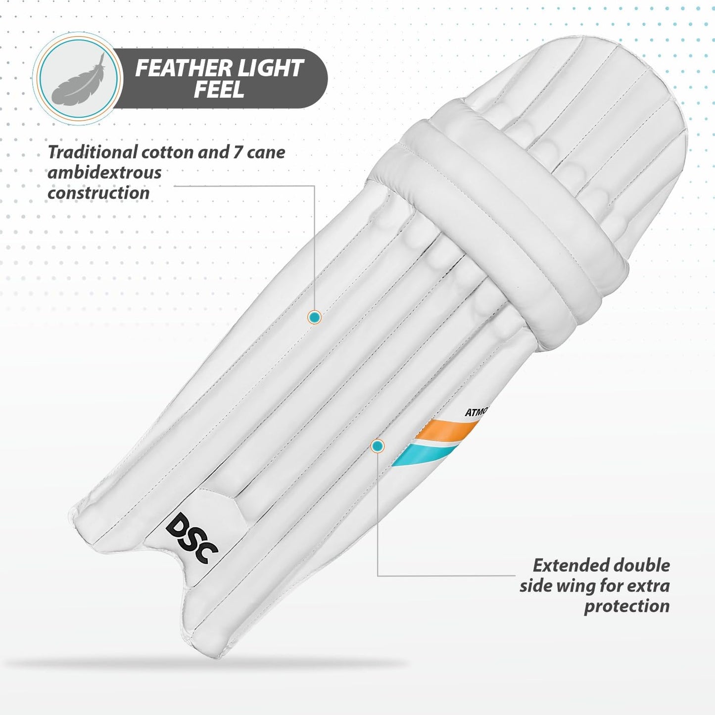 DSC Atmos Ambi Cricket Batting Legguard | Lightweight & Durable Protection | Ambidextrous Design for Young Players - Best Price online Prokicksports.com