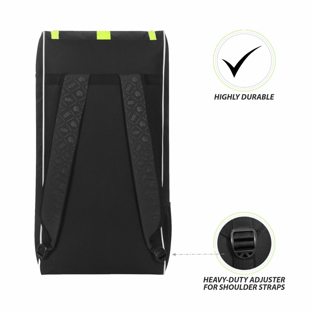 DSC Eco 10 Backpack Style Cricket Kitbag | Lightweight & Durable | Black/Fl. Yellow Spacious & Durable Sports Bag - Best Price online Prokicksports.com