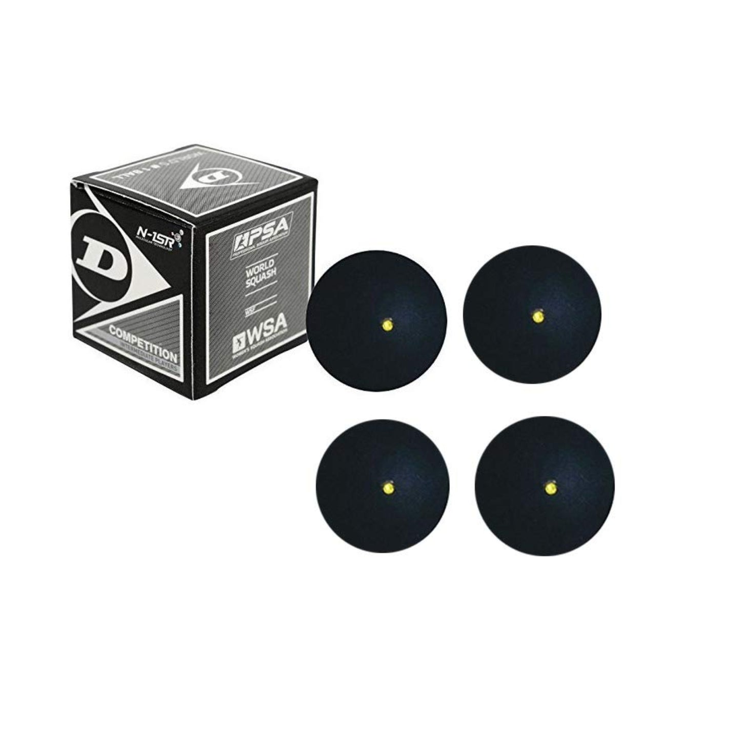 Dunlop Competition Single Dot Squash Ball (Pack of 4, Black) - Best Price online Prokicksports.com