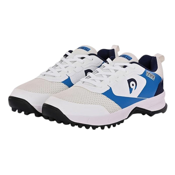 Dnine Force 2 Rubber Stud Cricket Shoes – White/Navy Blue | Lightweight All-Round Cricket Footwear with Superior Grip & Comfort