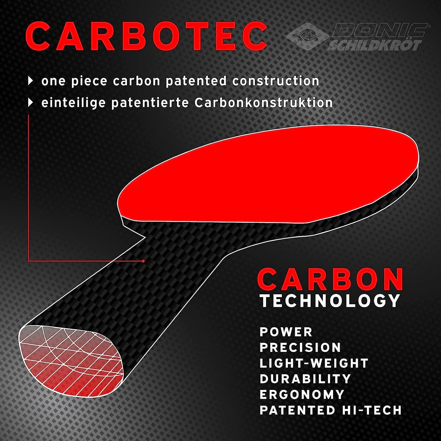 Donic Carbotec 7000 Table Tennis Bat with Cover - Best Price online Prokicksports.com