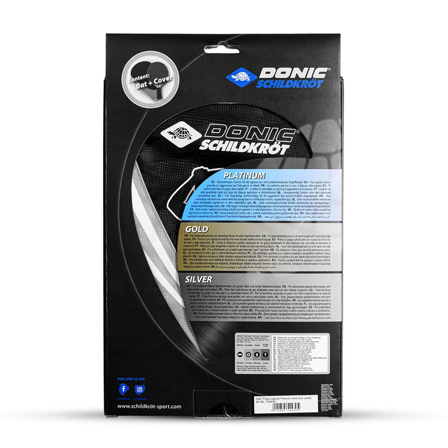 Donic Legends Silver Table Tennis Bat with Cover - Best Price online Prokicksports.com