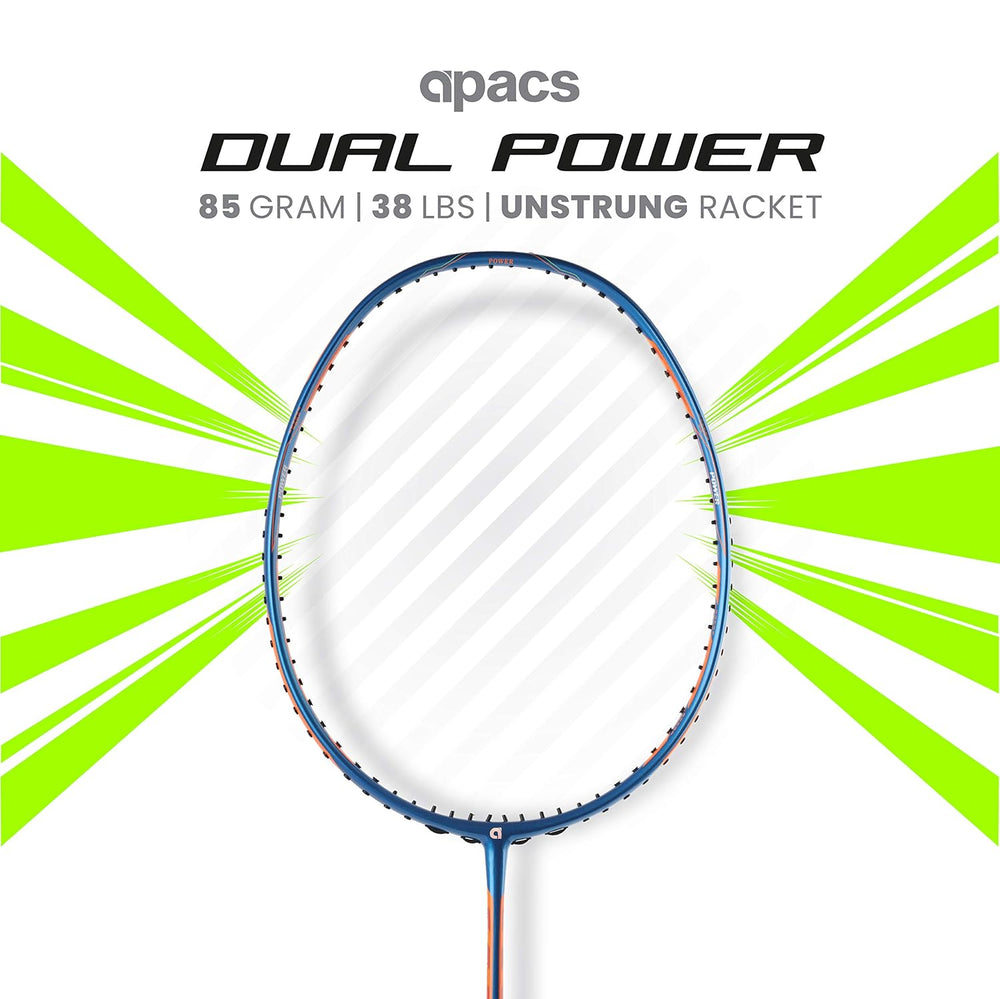 Apacs Dual Power Speed Badminton Racquet – Unstrung, Lightweight Graphite Frame, High Tension Support, Power & Speed Balance, With Cover Included - Best Price online Prokicksports.com