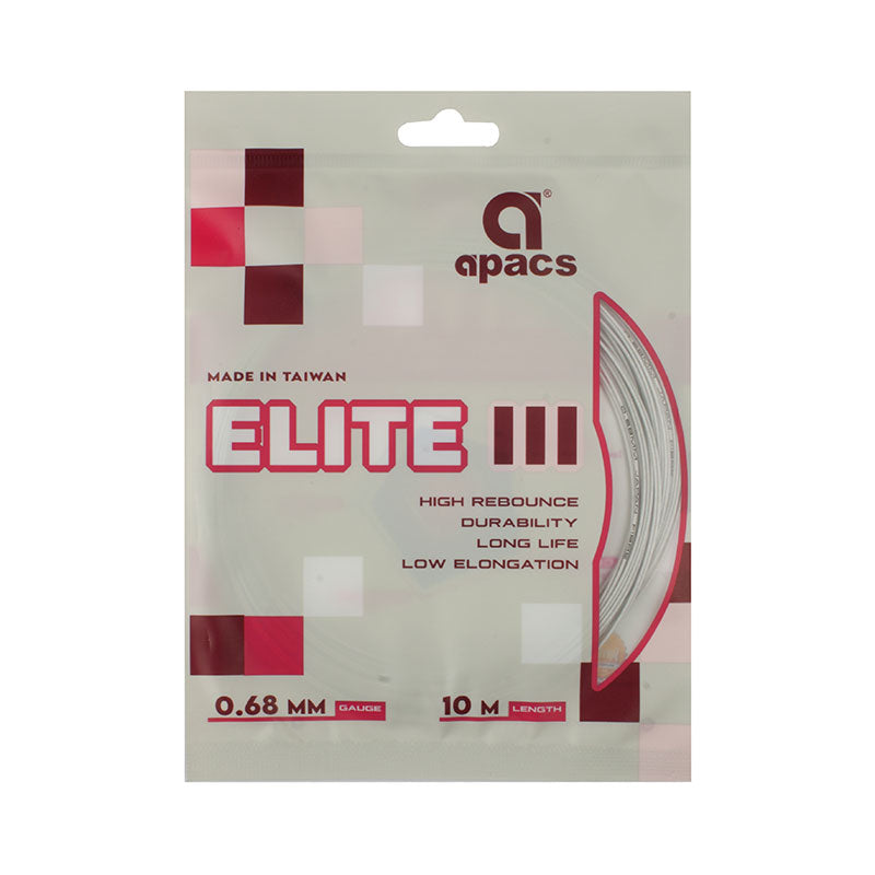 Apacs Elite III Badminton String (0.68 mm) | High Resiliency Multifilament String for Power & Control - Best Price online Prokicksports.com