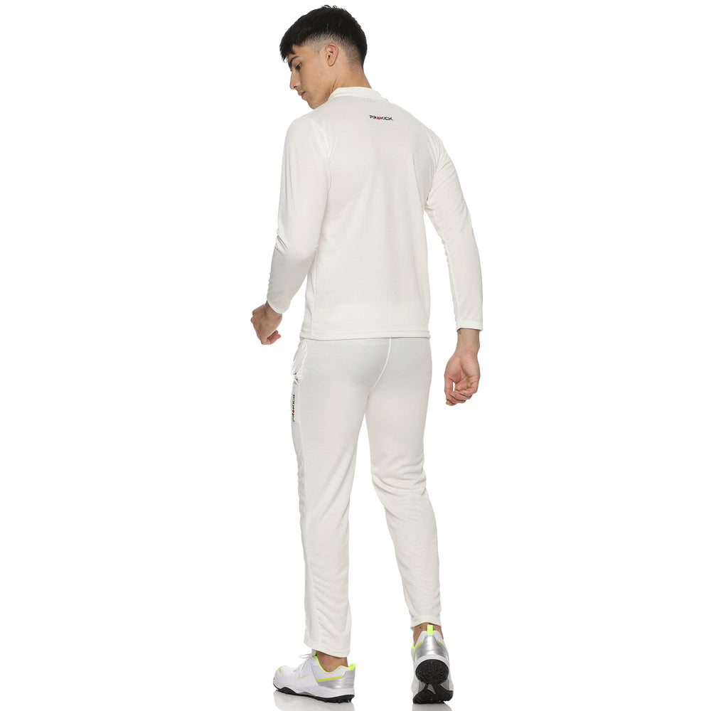 Prokick Elite Full Sleeves Cricket Jersey Set, T-Shirt with Trouser (Off White) - Best Price online Prokicksports.com