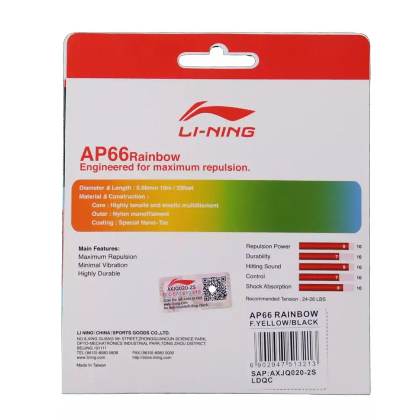 Li-Ning AP66 Rainbow Badminton Strings, 0.66mm - Best Price online Prokicksports.com