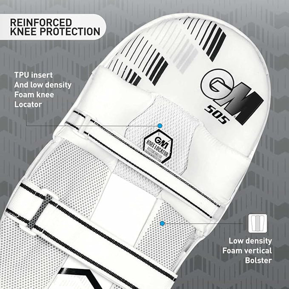 GM 505 RH Batting Legguard – Right Handed | Lightweight, Durable, and Comfortable Cricket Pads for Maximum Protection - Best Price online Prokicksports.com