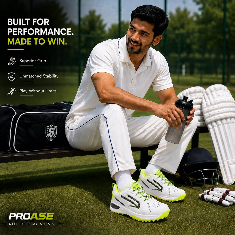 PRO ASE NetMaster Cricket Shoes | Rubber Studs, Water-Resistant PU Upper & EVA Midsole - Best Price online Prokicksports.com