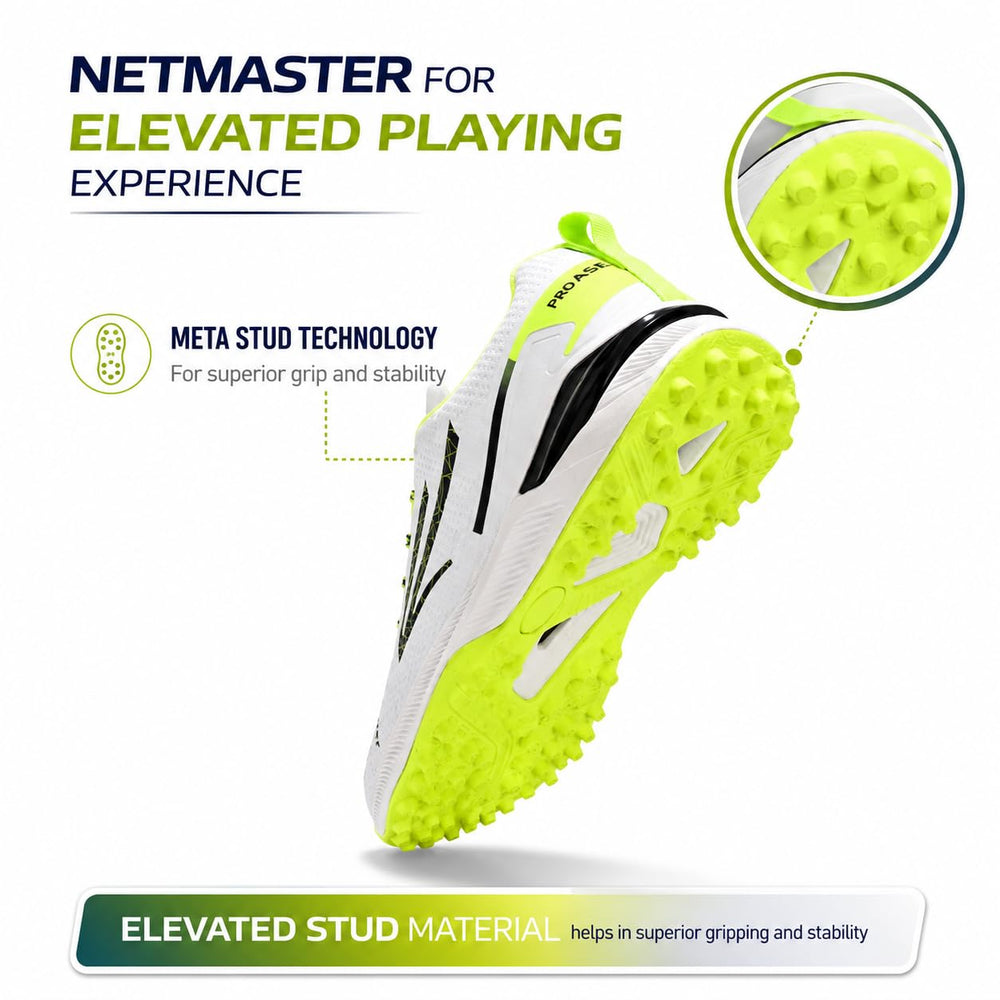 PRO ASE NetMaster Cricket Shoes | Rubber Studs, Water-Resistant PU Upper & EVA Midsole - Best Price online Prokicksports.com