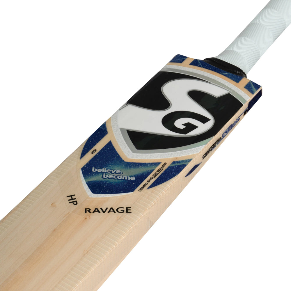 SG HP Ravage English Willow Cricket Bat Harrow | Lightweight Harrow Size Bat for Junior Cricketers | Premium Willow with Power, Balance & Control - Best Price online Prokicksports.com