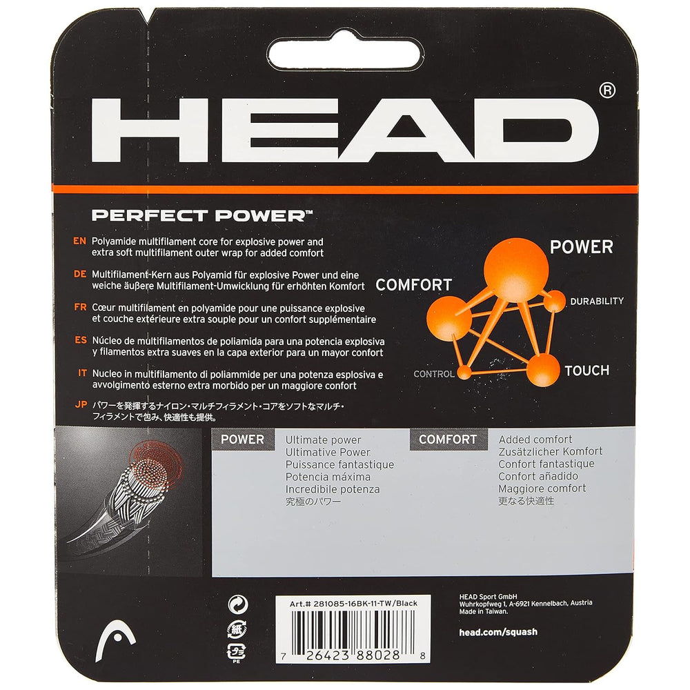 Head Perfect Power Squash String 16g (Black) - Best Price online Prokicksports.com