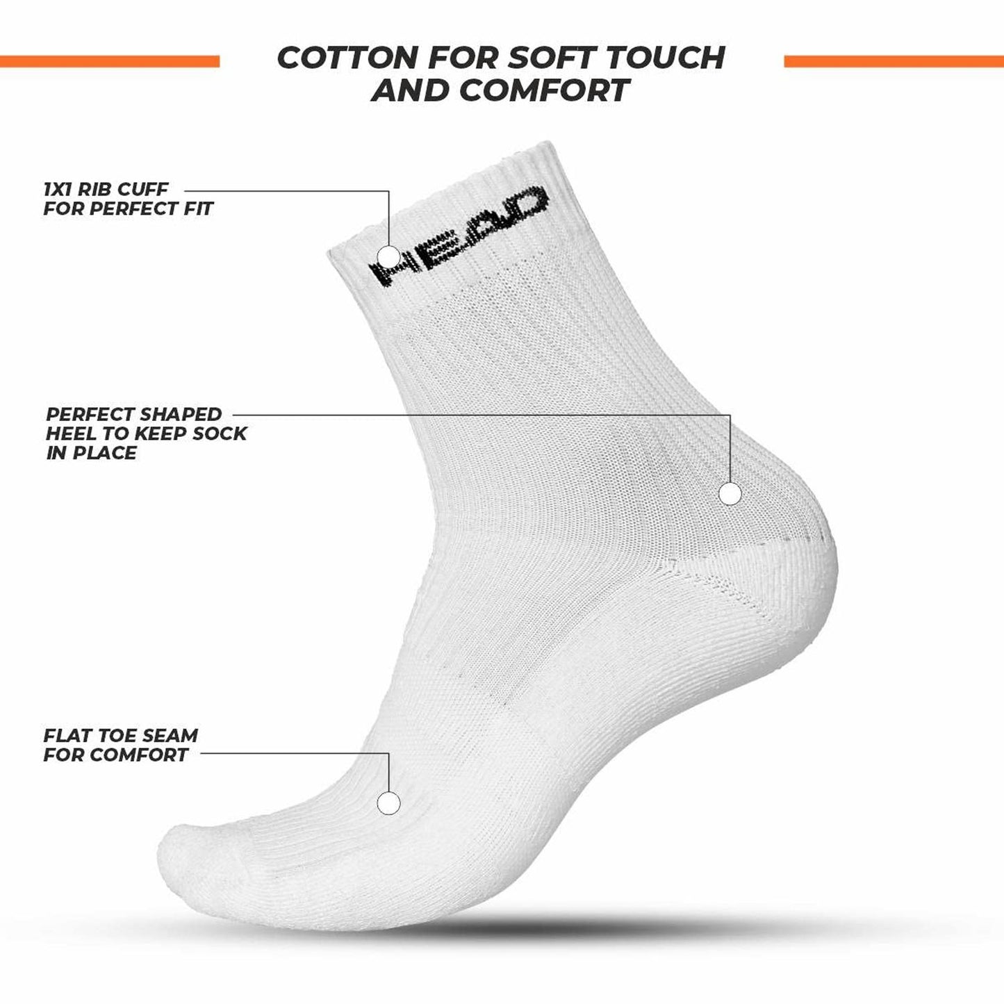 Head Ankle Socks HSK-73 - White (1 pair) - Best Price online Prokicksports.com