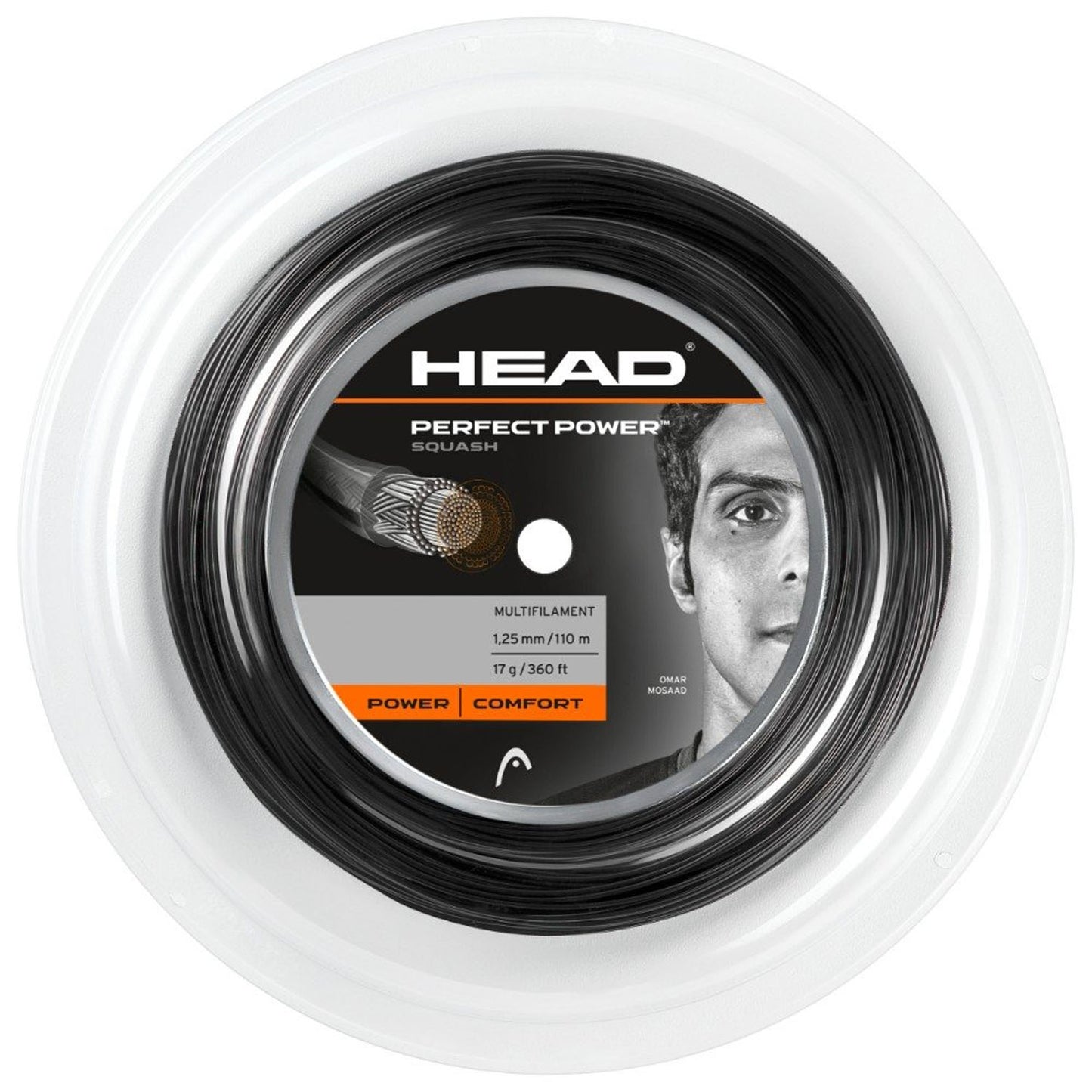 Head Perfect Power Squash String 110 mtr Reel 16g (Black) - Best Price online Prokicksports.com