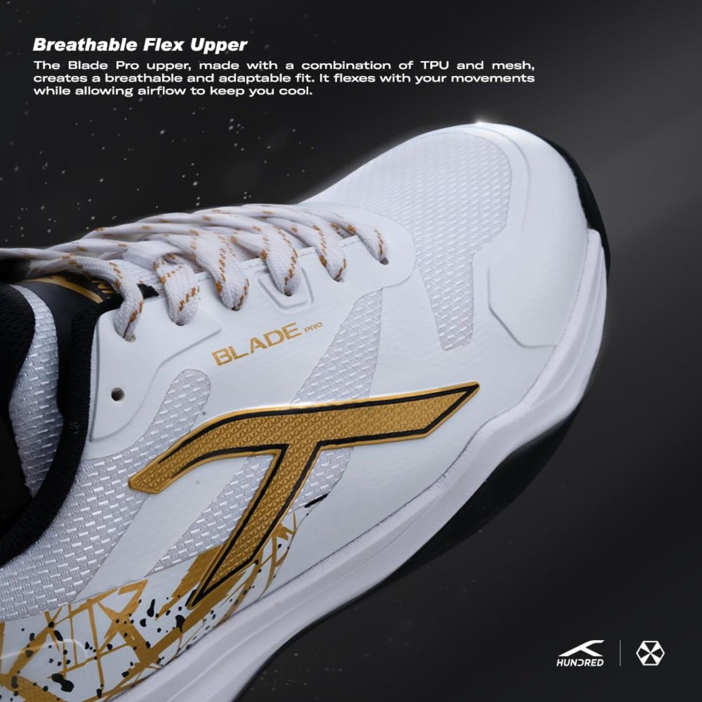 Hundred Blade Pro Non-Marking Badminton Shoes | Multi-Sport Indoor Court Shoes | Lightweight Gum Rubber Sole | For Squash, Table Tennis, Volleyball & Basketbal - Best Price online Prokicksports.com