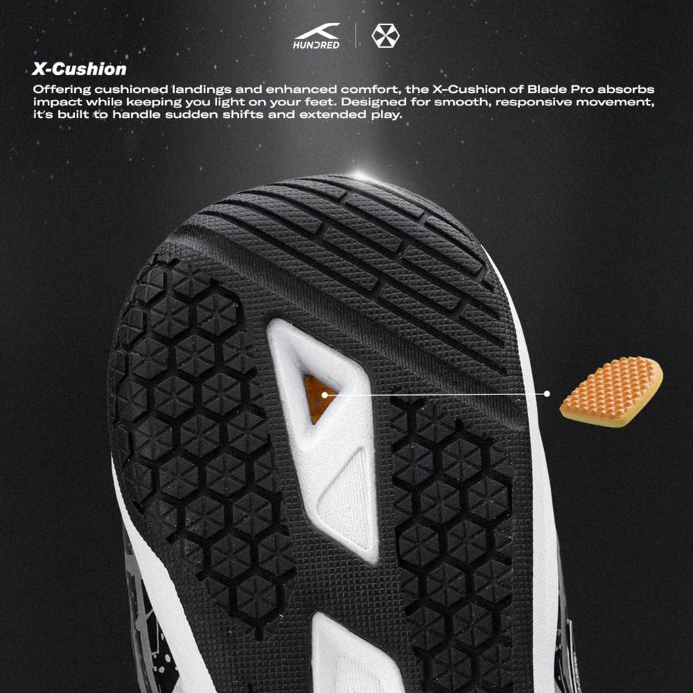 Hundred Blade Pro Non-Marking Badminton Shoes | Multi-Sport Indoor Court Shoes | Lightweight Gum Rubber Sole | For Squash, Table Tennis, Volleyball & Basketbal - Best Price online Prokicksports.com