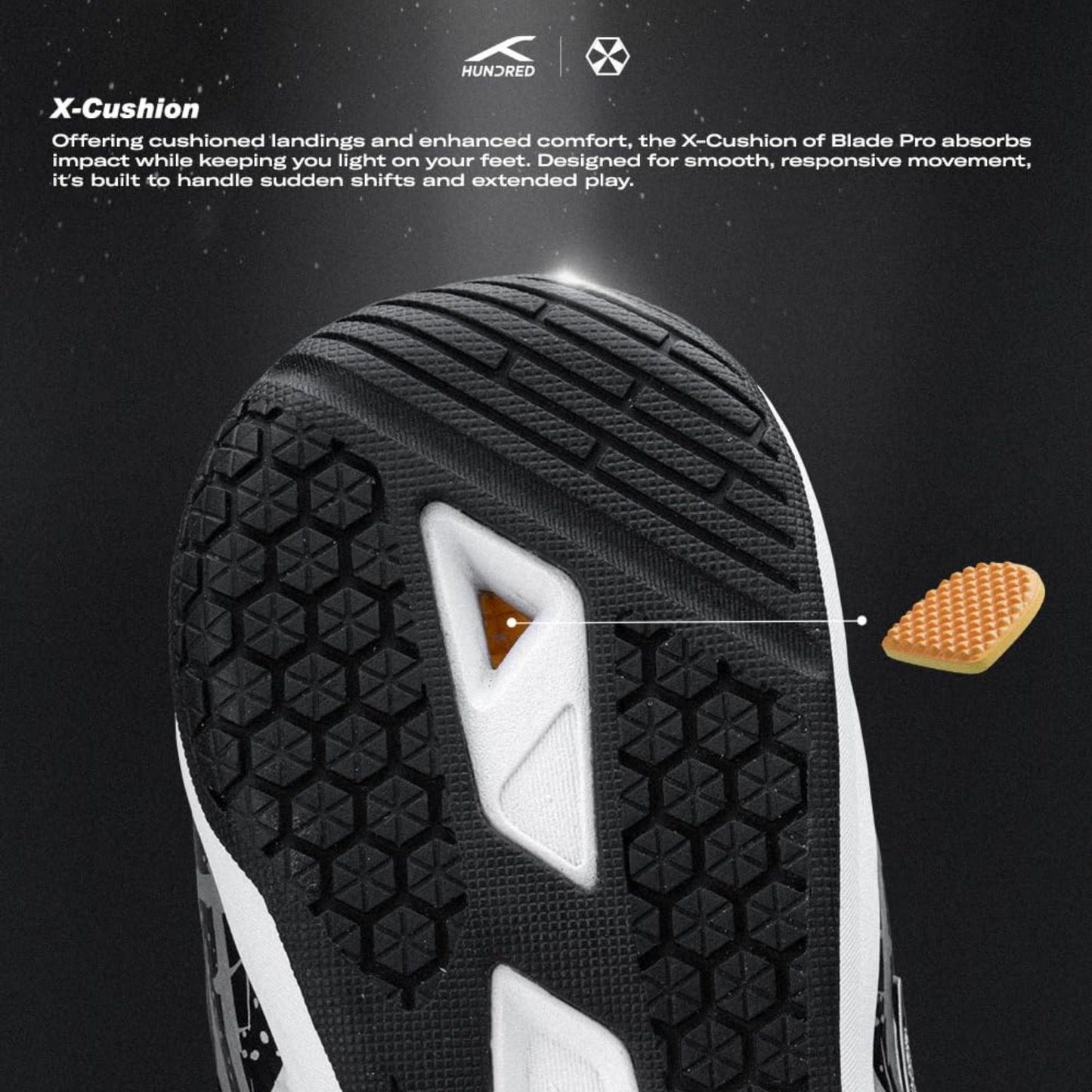 Hundred Blade Pro Non-Marking Badminton Shoes | Multi-Sport Indoor Court Shoes | Lightweight Gum Rubber Sole | For Squash, Table Tennis, Volleyball & Basketbal - Best Price online Prokicksports.com